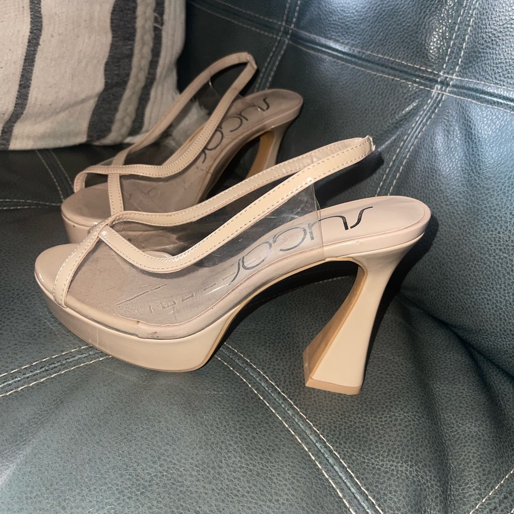 NUDE Beige Slingback Heels